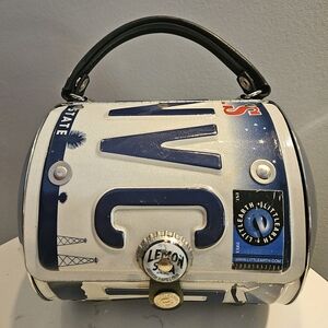 Little Earth Texas License Plate Metal Blue and White Mini Bag